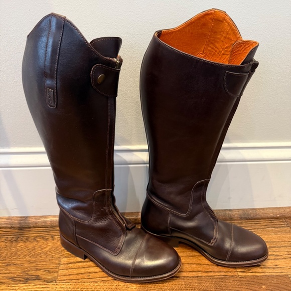 Tall leather wide calf polo riding boots size 38 - Picture 3 of 8